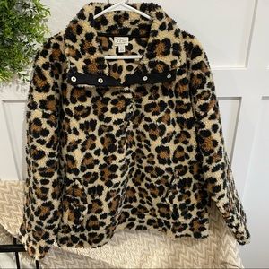 J. Crew “Vintage Fleece” Leopard Print Sherpa Sweatshirt